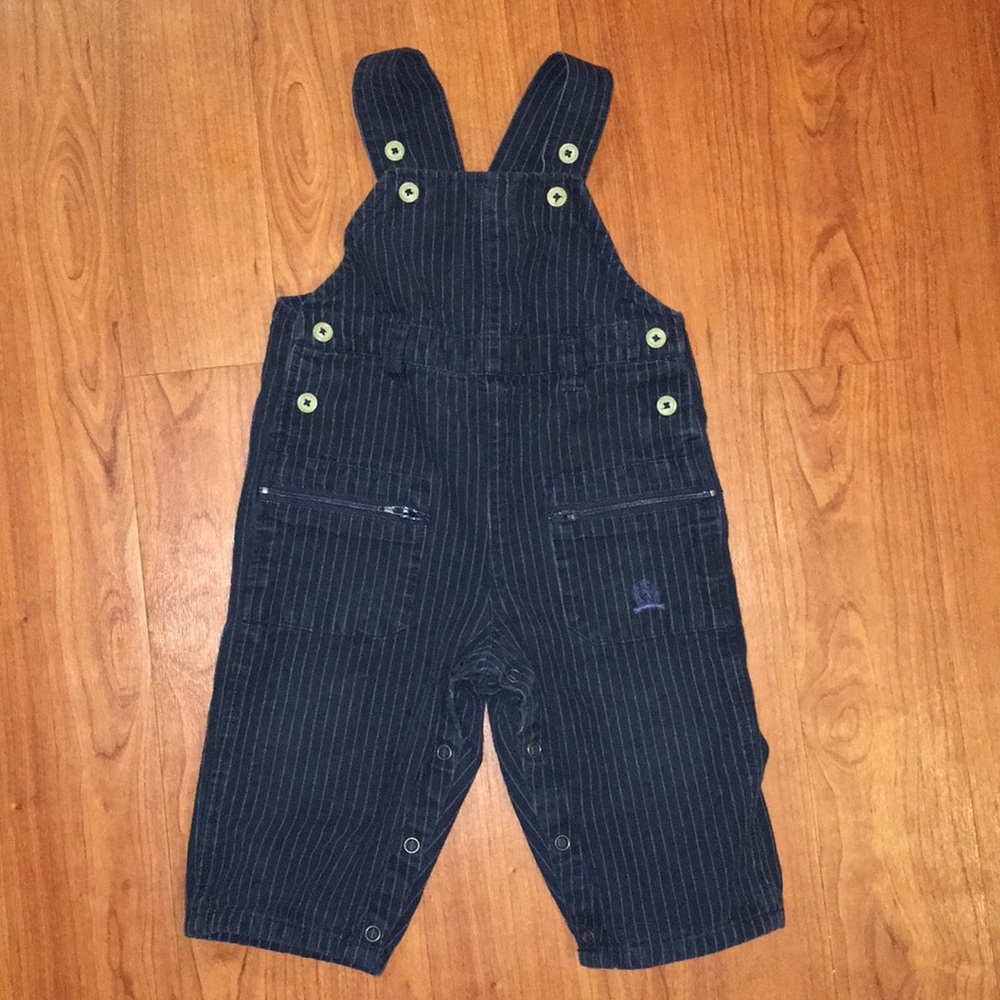 TOMMY HILFIGER Baby Infant Navy Blue Pinstriped Corduroy Overalls 6-12 Months